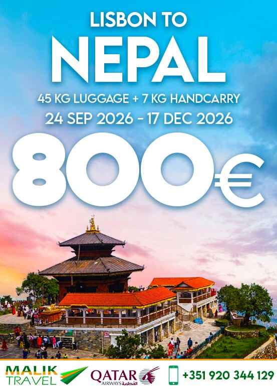 Lisbon to Nepal flight from €540, travel dates 24 Sep to 17 Dec 2026